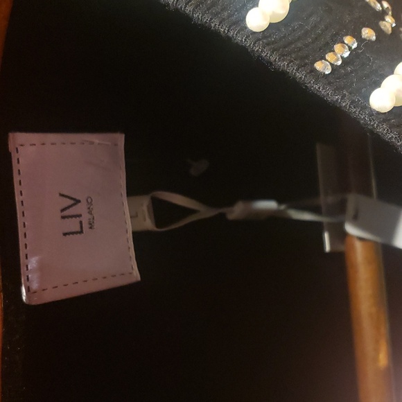 Nwt Liv Milano Large black with white pearl and cyrconia sweater - Picture 5 of 9